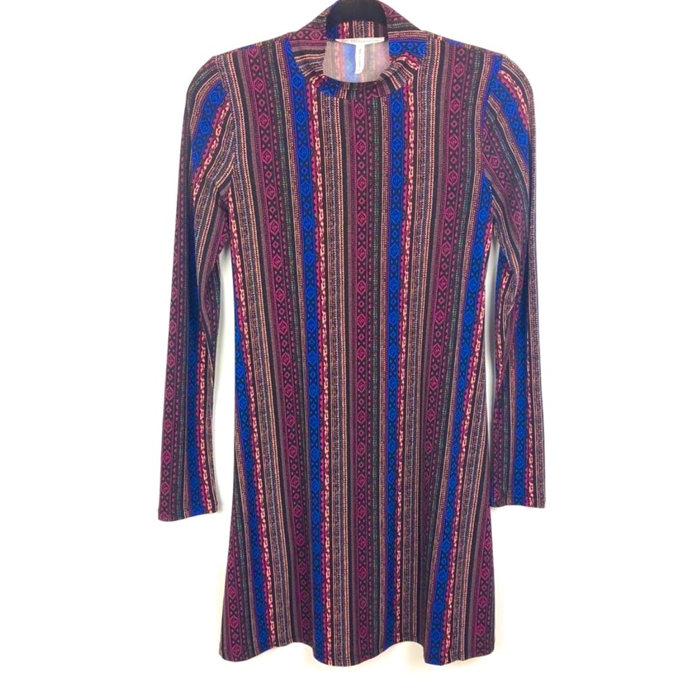 BCBGeneration A line Dress Long sleeve Tribal Aztec Print Size medium